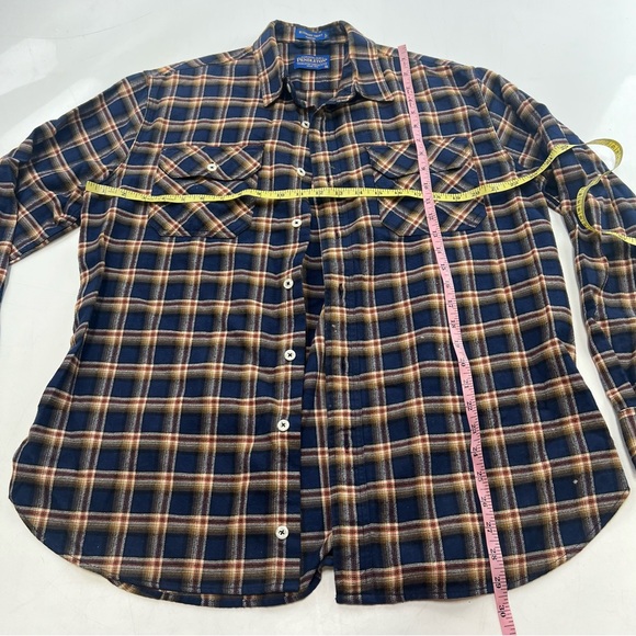 Pendleton men’s brown blue flannel button down shirt M L86-19 - Picture 4 of 5